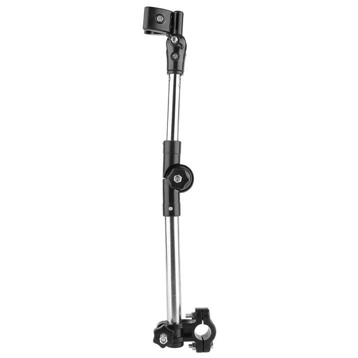 Accroche Parapluie Fauteuil Roulant Nikou Porte-Parapluie Poussette/Vélo 360° Réglable - Support Universel Extensible En Acier Inox, Mains Libres Pour Pluie & Soleil (Noir