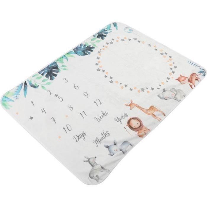 Couverture Mensuelle Bébé 130x100 Cm - Motif Floral - Pour Photos Souvenirs 0-12 Mois - Cadeau Naissance - 4