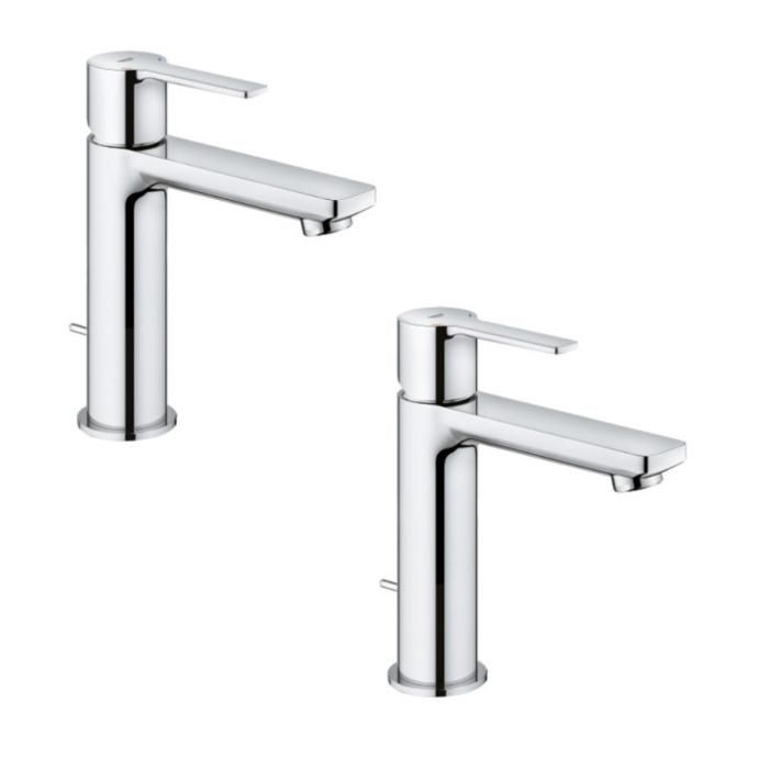 Grohe Lot de 2 mitigeurs lavabo Lineare S avec tirette