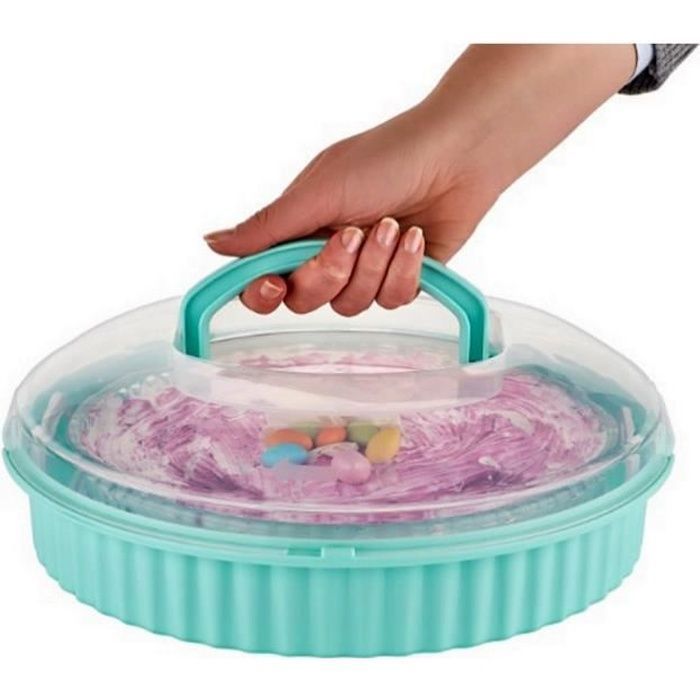 Support /à G/âteau Portable avec Poign/ée Bo/îte /à G/âteau en Plastique Transparent Bo/îte de Conservation Alimentaire Rose