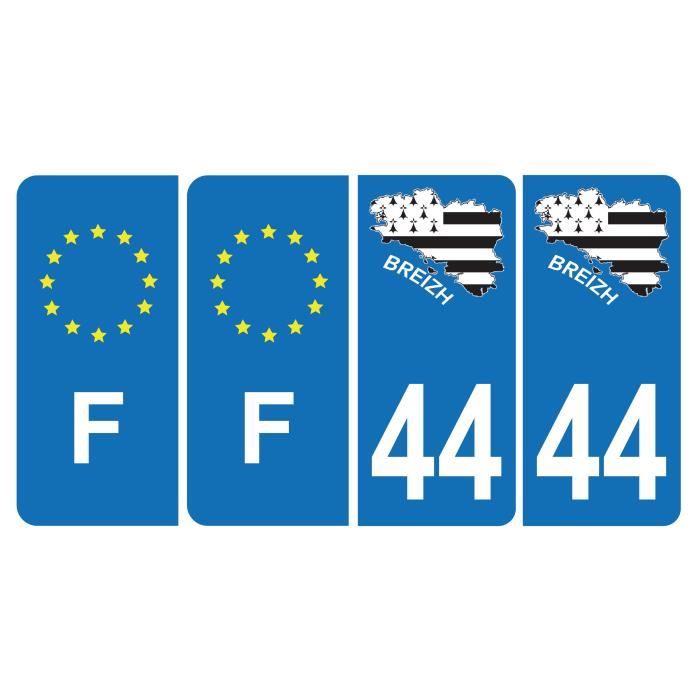 Pack De 2 Stickers Plaque Immatriculation Région Bretagne (22) - Logo Typographique, Vinyle Durable 5-7 Ans