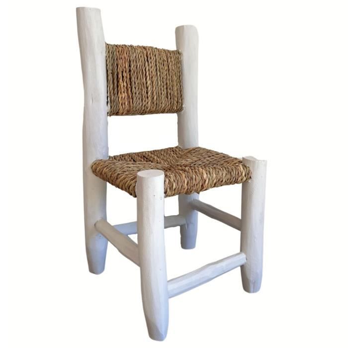 Chaise enfant bois blanc et doum Blanc 45x20x20 cm