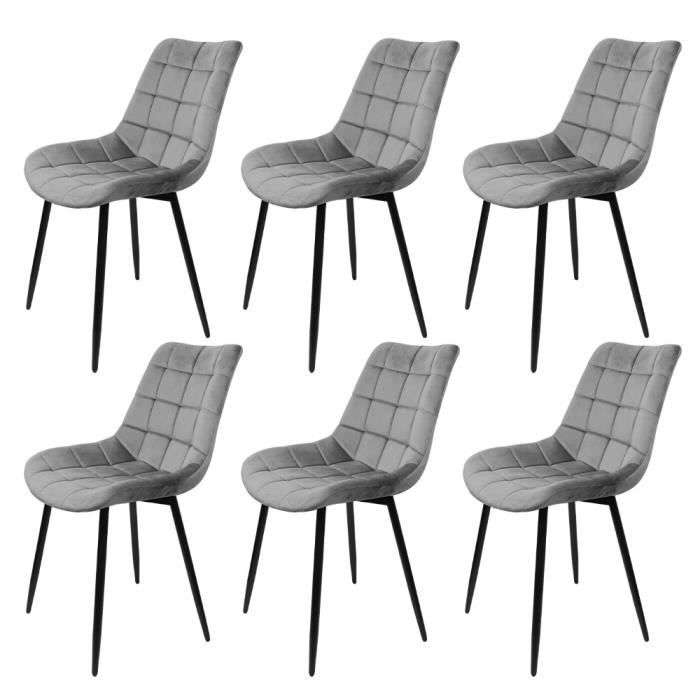WOLTU 6x Chaises de salle à manger en velours, Chaise pour cuisine