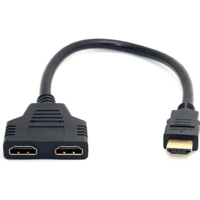 INECK® Prise HDMI 1 mâle vers Double HDMI 2 femelle Y adaptateur