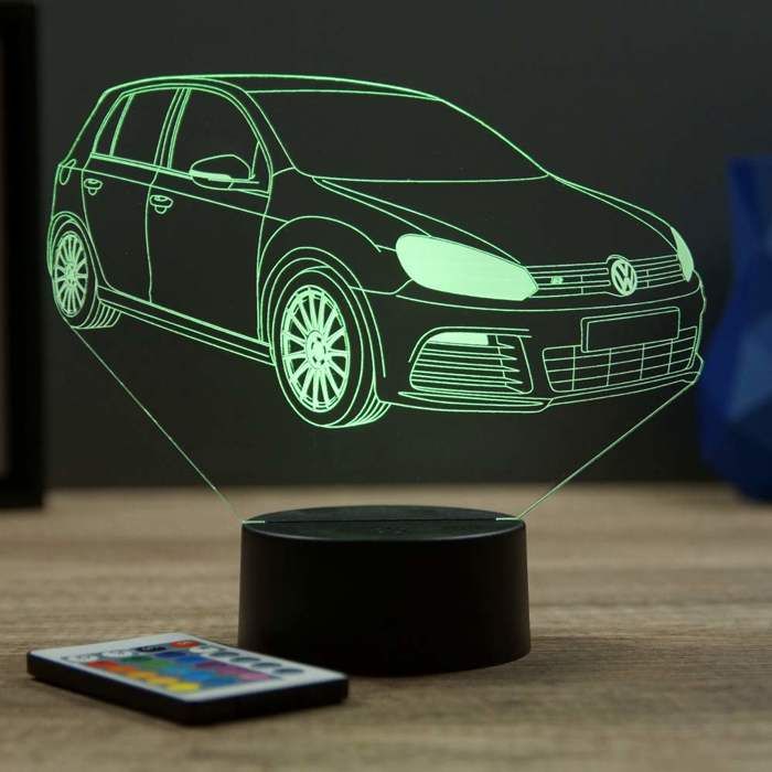 Lampe 3D VW Golf 6 R – LED – Idée Cadeau – Fabriquée en France