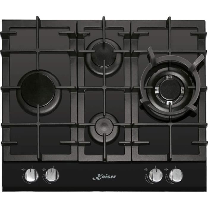 Plaque de cuisson au gaz - Kaiser - KCG 6394 Turbo - 60 cm - Verre noir - Brûleur Turbo