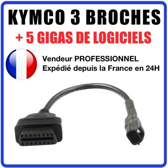 Kymco 3 broches vers OBDII - Compatible Outil Diagnostic Motos