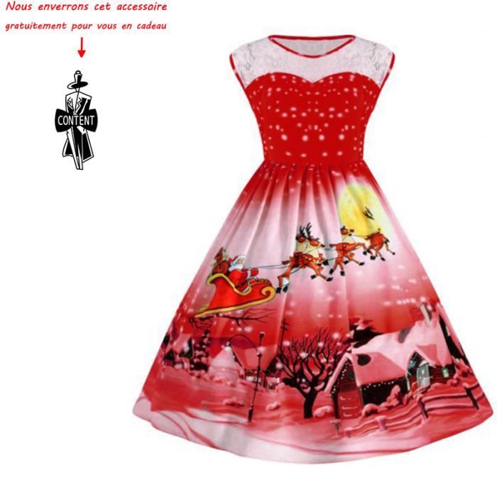 Robe Noel De Bal Vintage Femme Noel Grande Taille Avec Empiecement En Dentelle Et Empiecement En Dentelle Rouge Achat Vente Robe De Ceremonie Cdiscount