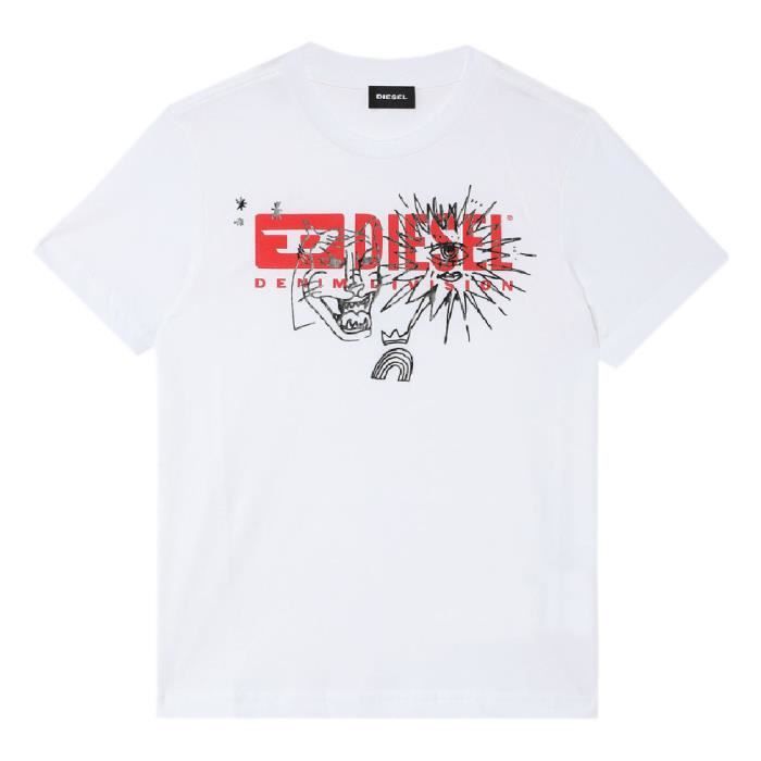 T-shirt Diesel Garçon - Style Rétro - Taille 14 Ans - Bleu - Occasion Très Bon État