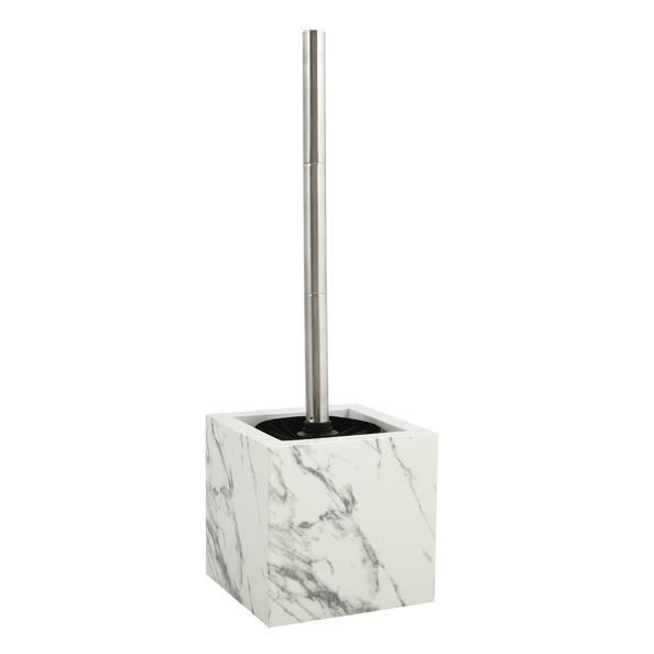 Brosse WC Avec Support Inox Et Acier - Design Moderne - Récipient Fermé - Hygiène Maximale - Dimensions 11,5 X 40 Cm - 10