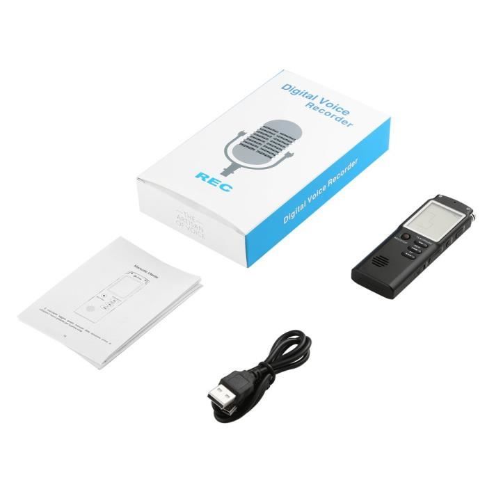 Interface Audio Wewoo Enregistreur vocal dictaphone lecteur mp3 numérique 4 go enregistrement du téléphone fonction vox noir