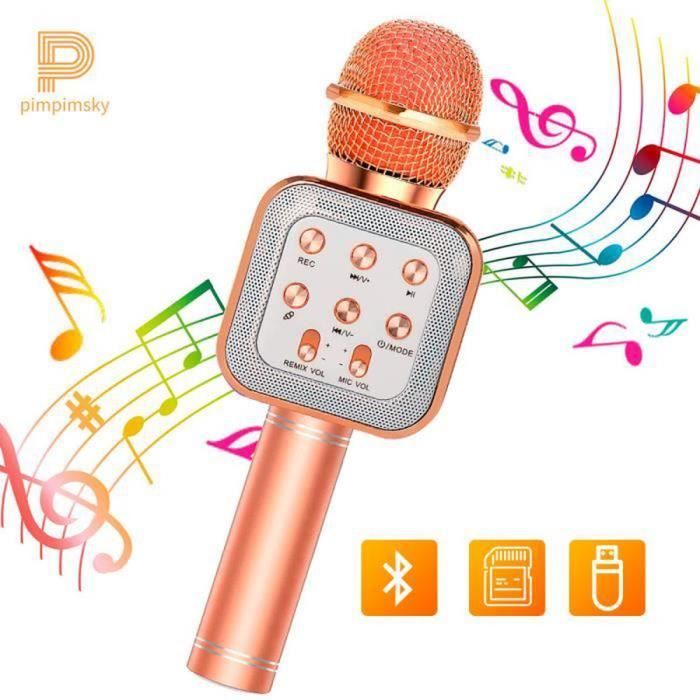 Micro Enfant sur Pied Karaoké Enfants , karaoké microphone bluetooth Avec  effet d'éclairage musical, avec deux microphones rose #4 - Cdiscount Jeux -  Jouets