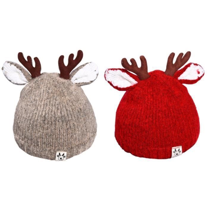 2 Pieces 0 3 Ans Bebe Dessin Anime Bonnet De Bois Chaud Enfants Bonnets En Kit Coffret Autres Articles Decoration De Noel Cdiscount Maison