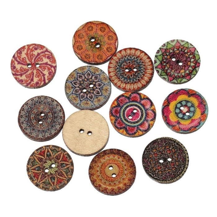 QUARKZMAN - 30 Boutons Ronds En Bois Noir, 20mm (4/5") - Parfait Pour Couture, DIY & Décoration