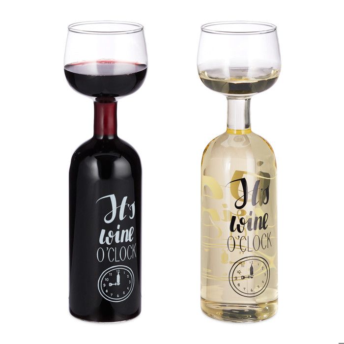 Relaxdays Bouteille Avec Verre Intégré, 750 Ml, Superbe Idée Cadeau Original Pour Les Amateurs De Vin Transparent 90688380