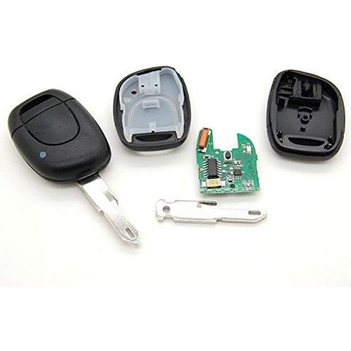 Coque De Clé Voiture Renault Clio/Kangoo - Remplacement En Plastique, 2 Boutons, Couleur Noire - 10