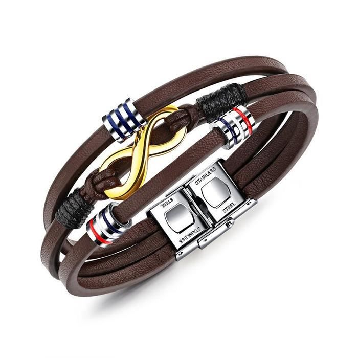 Rmega Bracelet Homme Cuir Tresse Pour Homme Bracelets Avec Reglable Poussoir Verrou Fermoir Noir Marron Marron Achat Vente Bracelet Gourmette Rmega Bracelet Homme Cuir Homme Adulte Cuir Marron Cd
