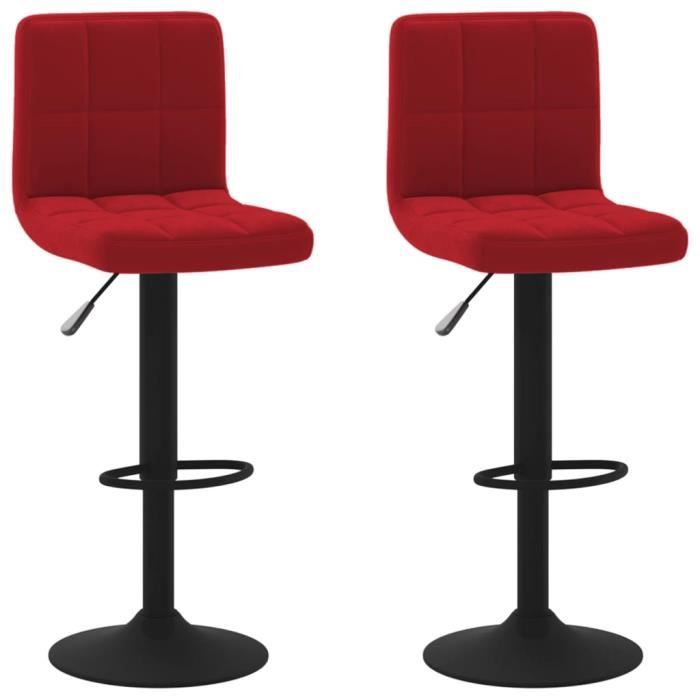 Tabourets de bar 2 pcs Rouge bordeaux Velours - SALALIS - SP0051