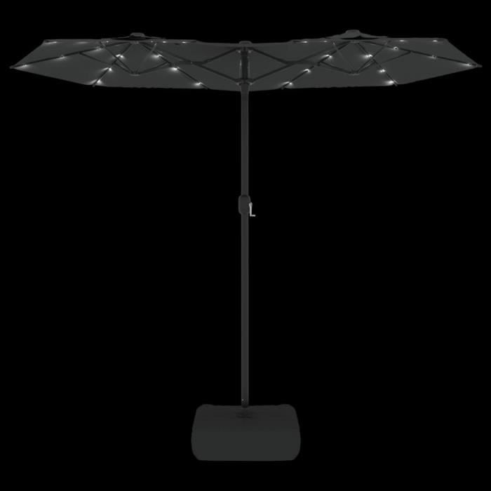 VidaXL Ombrellone A Doppia Testa Con Luci LED, 316x240 Cm, Grigio Tortora, Perfetto Per Giardino E Terrazzo - 4