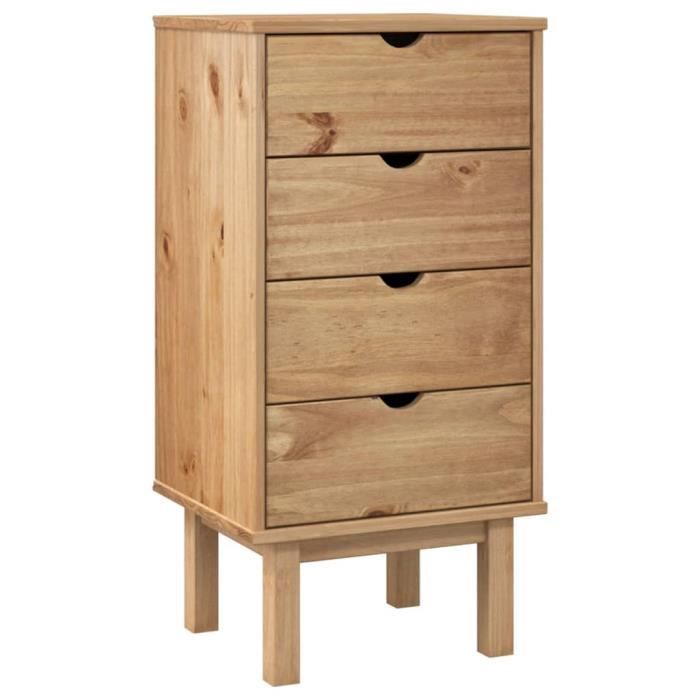 Commode - SALUTUYA - OTTA - Bois de pin massif - 4 tiroirs - 46x39 5x90 cm