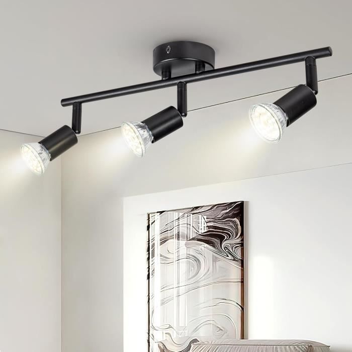Dougelec Plafondlamp, spot, plafond, 4 spots, led, draaibaar, GU10, plafondverlichting, plafondlamp, spot, wandlamp, modern, binnen, voor keuken, woonkamer, slaapkamer, 230 V, wit, zonder lamp