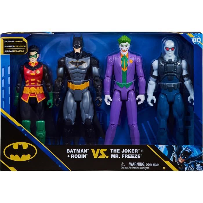 coffret 4 personnages batman 30 cm batman le joker robin mr freeze figurine super hero serie set dc 1 carte animaux