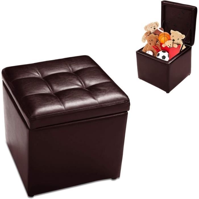 WOLTU Tabouret Pouf, Coffre Cube, avec Espace de Rangement, Boîte de Rangement Pliable, en Simili Cuir,37,5 * 37,5 * 38cm,Blanc WOLTU Tabouret Pouf, Coffre Cube, avec Espace de Rangement, Boîte de Rangement Pliable, en Simili Cuir,37,5 * 37,5 * 38cm,Blanc