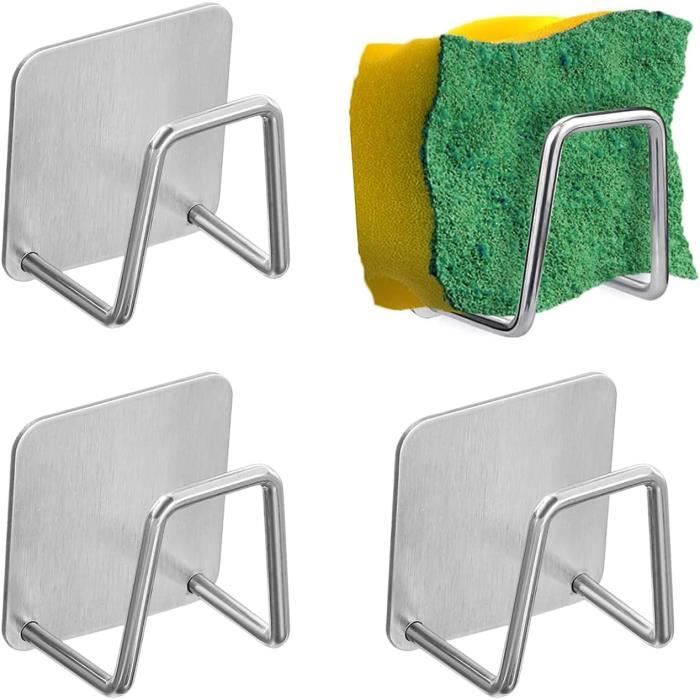 4 Porte-éponges Auto-adhésifs En Inox 304 - 5x5 Cm, Design En U, Pour évier De Cuisine Ou Salle De Bain, Argent Et Noir