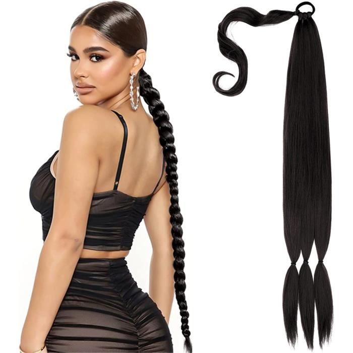 Tresse Section de cheveux, brun foncé longue queue de cheval Section de