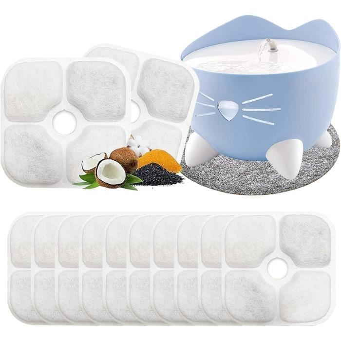 16 Filtres + 4 Tuyaux Pour Fontaine à Eau Catit Pixi - Filtration 4 Couches (charbon Actif, Résine) - Eau Propre Pour Chat