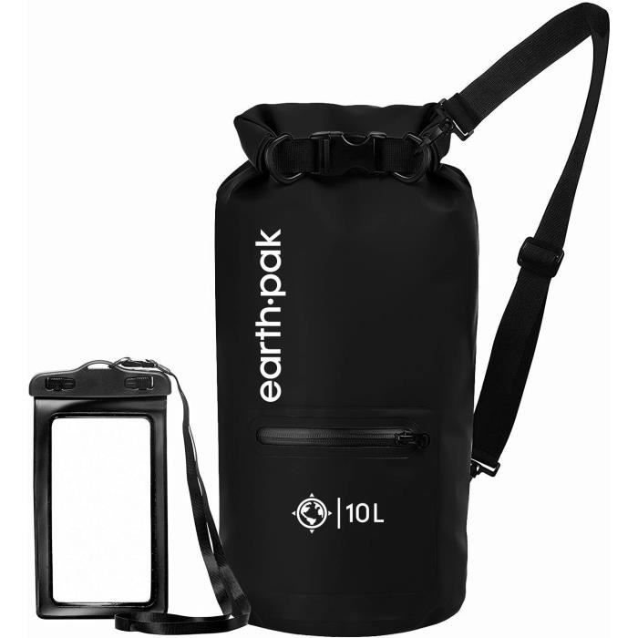Earth Pak Borsa Impermeabile 40L Con Tasca Frontale - Zaino A Sacco Asciutto Per Kayak, Rafting, Pesca E Campeggio - Grigio