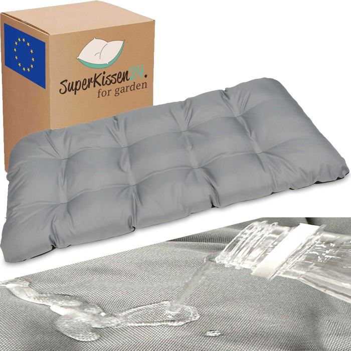 Coussin pour Banc de Jardin - SuperKissen24. - Intérieur/Extérieur - Imperméable - 100x50 cm - Gris