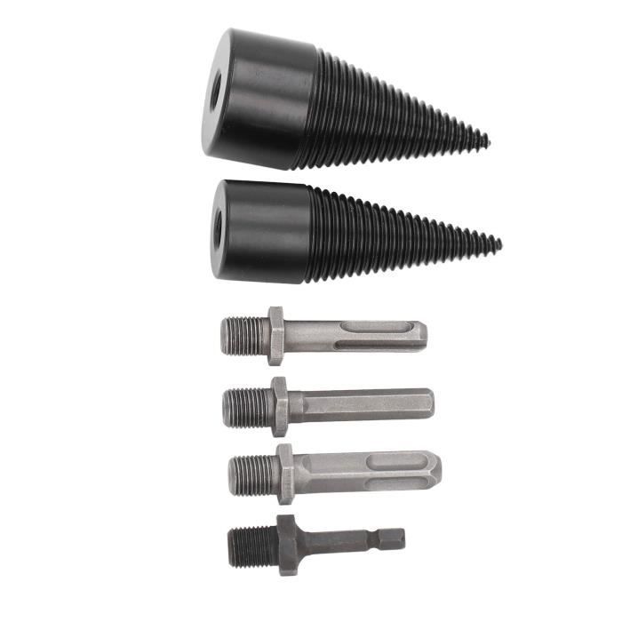 Umelee Foret à Fendre Le Bois 32mm + 42mm - Kit Complet Cône Vis Pour Fendeur De Bûches Avec 3 Tiges De Forage Perceuse