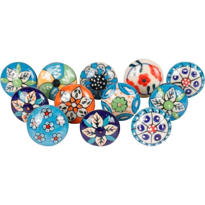 Paire De Plaques De Porte Anciennes En Céramique – Motif Fleur Français