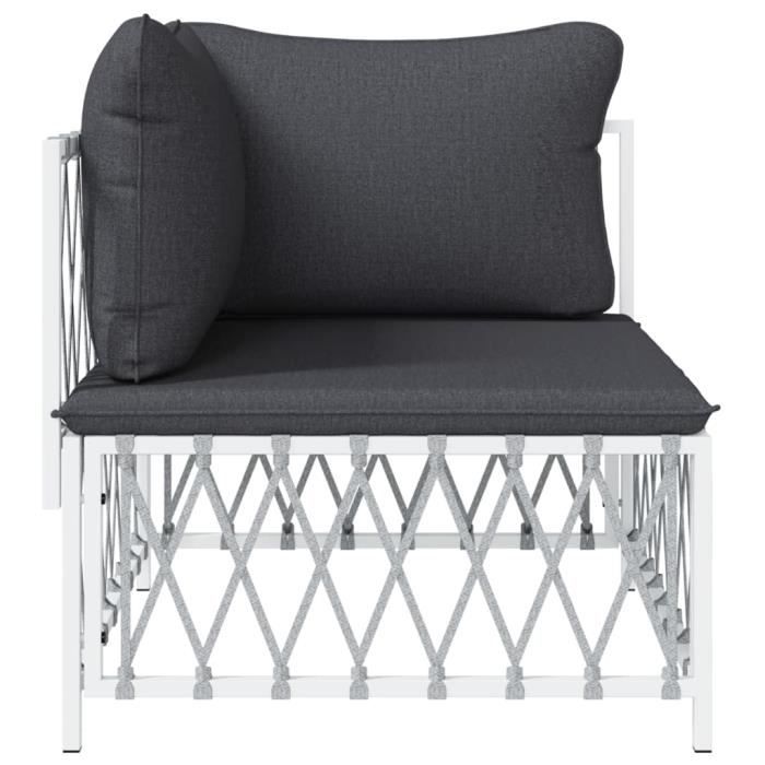 Salon De Jardin SONGMICS - Canapé D'angle + Table Basse Verre + Repose-pieds - Tressé PE Noir/taupe - 7 Coussins Inclus