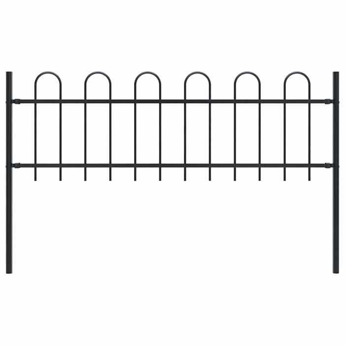 vidaXL Clôture de jardin BOXTEL avec arceau supérieur en acier 181 x 60 cm noir 144928