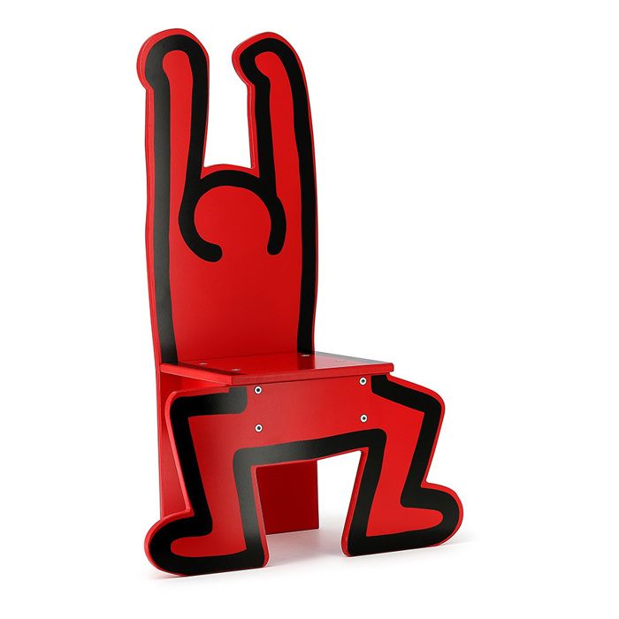 chaise pour enfant - vilac - keith haring rouge - bois massif - design contemporain