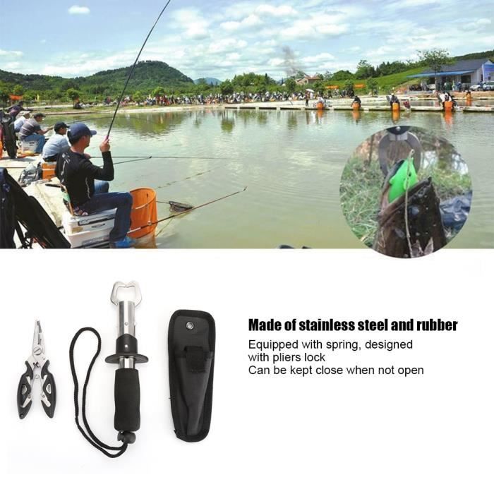 Kit 3 Pinces Pêche Inox Multifonctions - Pince à Leurres, Extracteur Hameçon + Pince Poissons Avec Lanières
