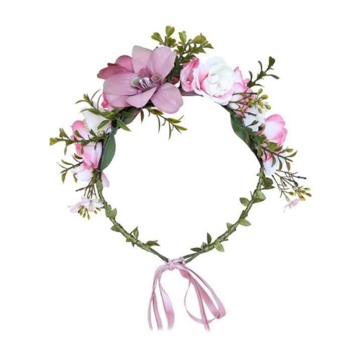 A -Couronne de diadème à fleurs pour mariée,bandeau de mariée,couronne de plage,coiffure de bal