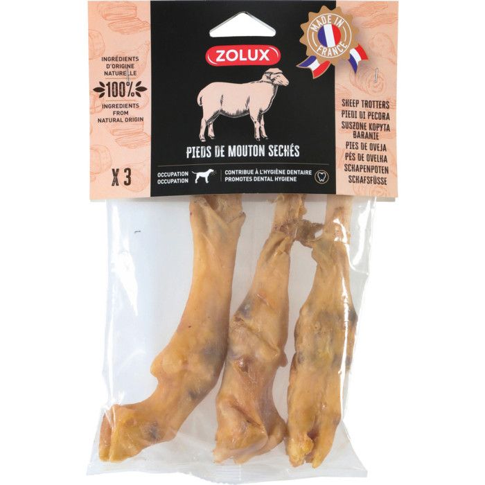 Pieds de mouton 150 g 3 pièces friandise pour chien - zolux