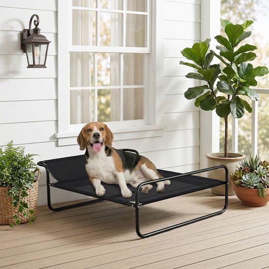Lit Surélevé Pour Chien PawHut – Pliable, Maille Respirante, Pieds 20 Cm, 107 X 61 Cm, Intérieur/extérieur