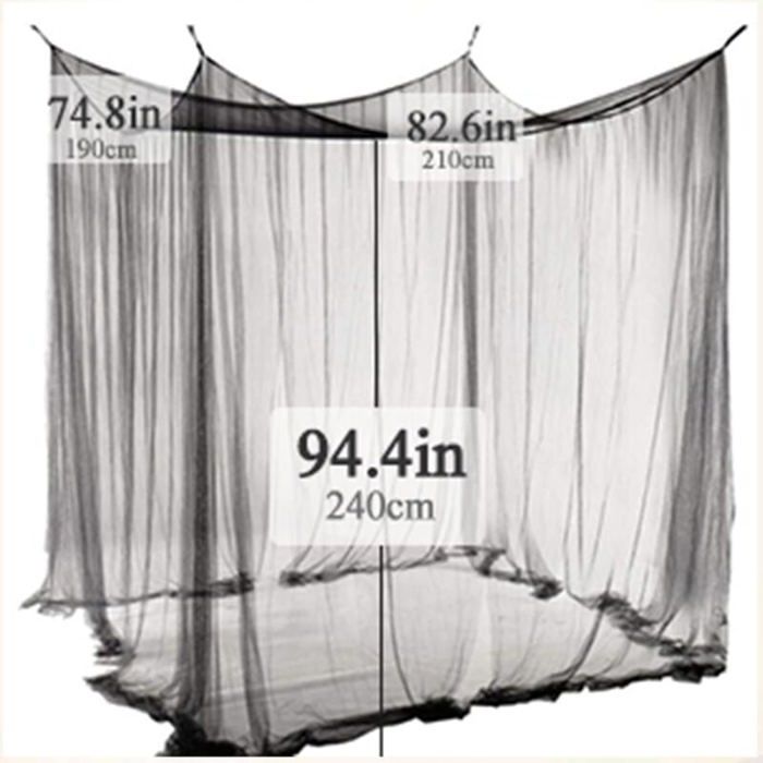 Moustiquaire Lit Double SZHTFX Carrée 4 Portes 210x190x240cm - Baldaquin Anti-Insectes Universel
