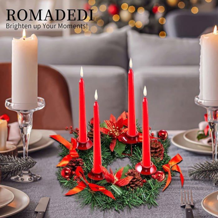Lot 4 Mini Couronnes De L'Avent Avec Pommes De Pin Et Baies - Décoration Noël