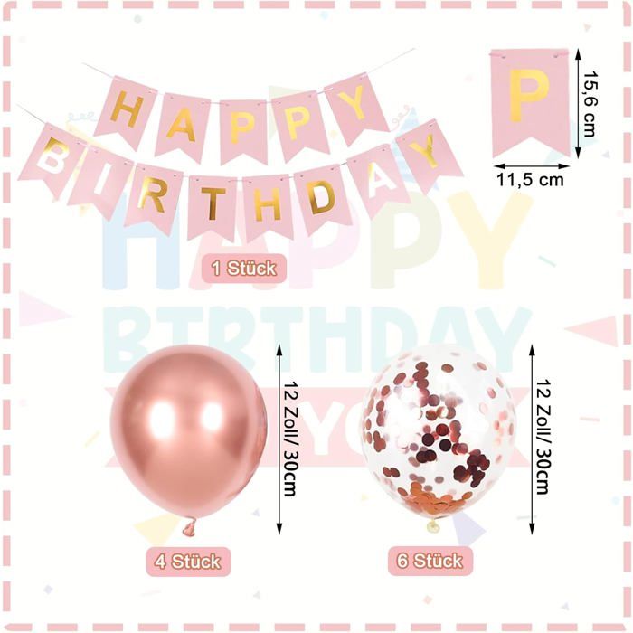Kit Déco Anniversaire 25 Ans Femme – Or Rose – Ballons Chiffres, Lettres, Cœurs Et étoiles – Fournitures Fête Complètes
