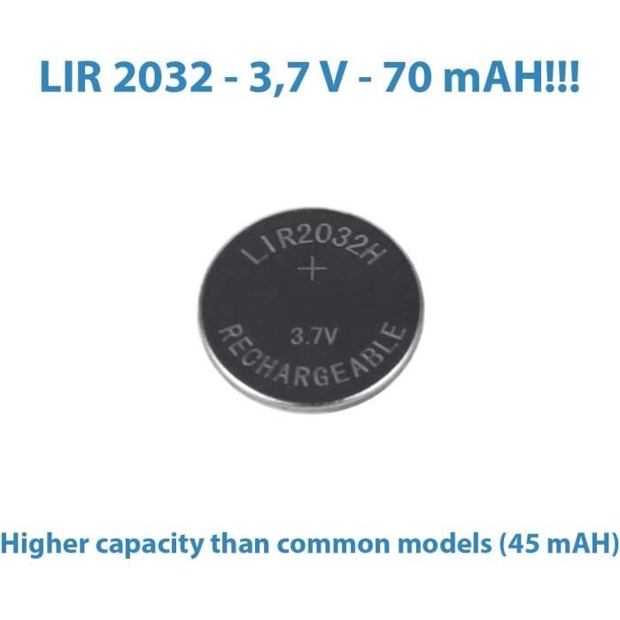 4X Piles Bouton LIR-2032 Rechargeable Lithium- Pile Bouton CR2032-Rechargeable  Pile Plate 2032 3,7V 70mAh Li-ION- Batterie par[355] - Cdiscount Jeux -  Jouets