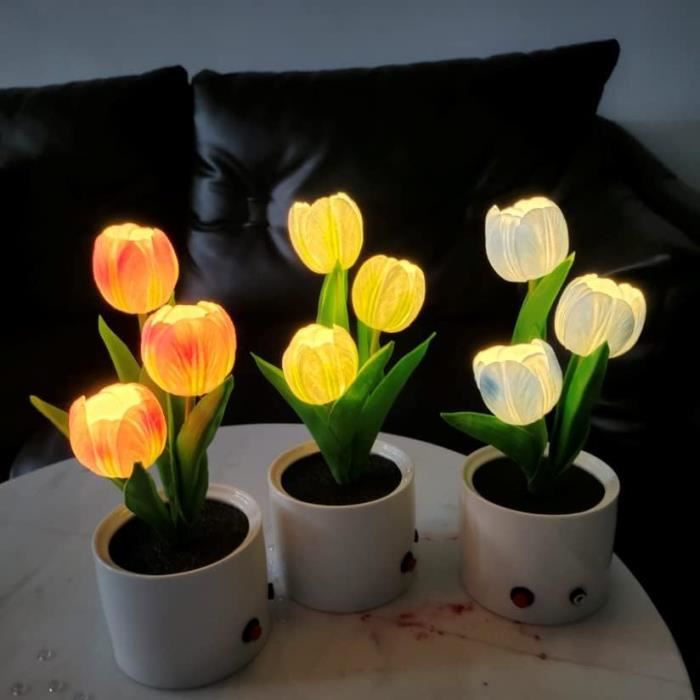 Couleurs mixtes Tulip flower batterie lampe artificielle nylon