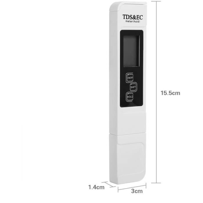 Testeur de Qualité de l'eau 3 en 1 Professionnel TDS Mètre Portable LCD  Numérique TDS Conductivité Température Mètre,Blanc - Cdiscount Bricolage