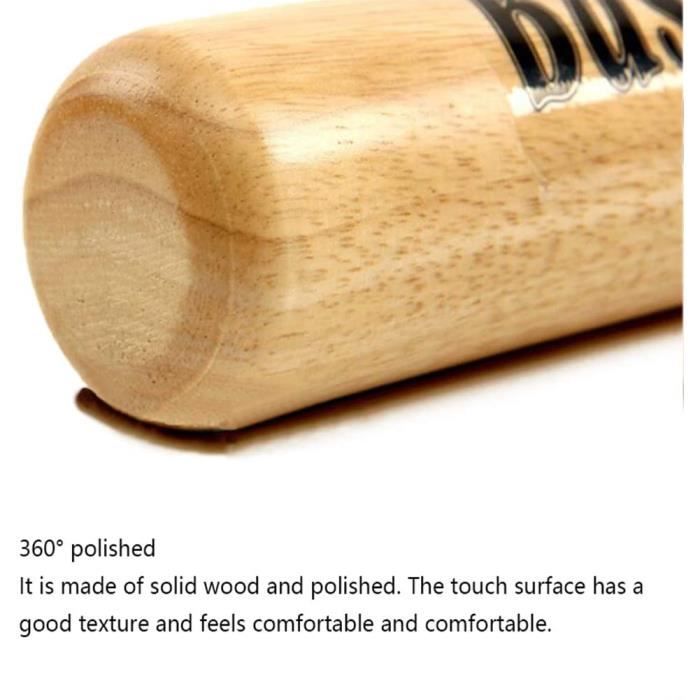 Batte de baseball en bois jaune L 59 cm avec des textes