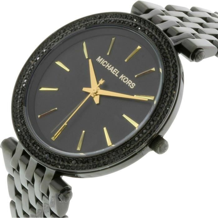 Montre Michael Kors Darci MK3337 Brillants noirs bracelet en acier noir