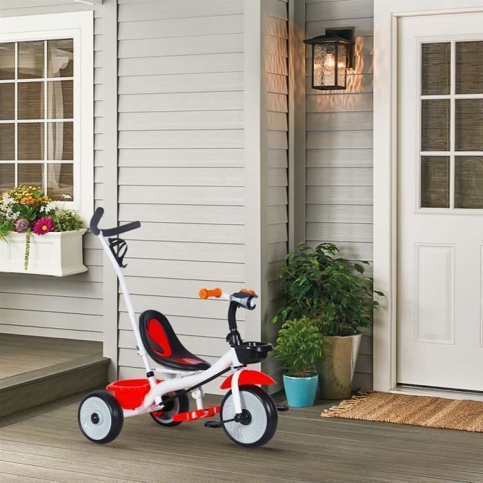Tricycle 14 Pouces Enfant 5-6 Ans – Cadre Acier, 1 Vitesse, Panier, Guidon Réglable – Vert Clair, 110 Kg Max